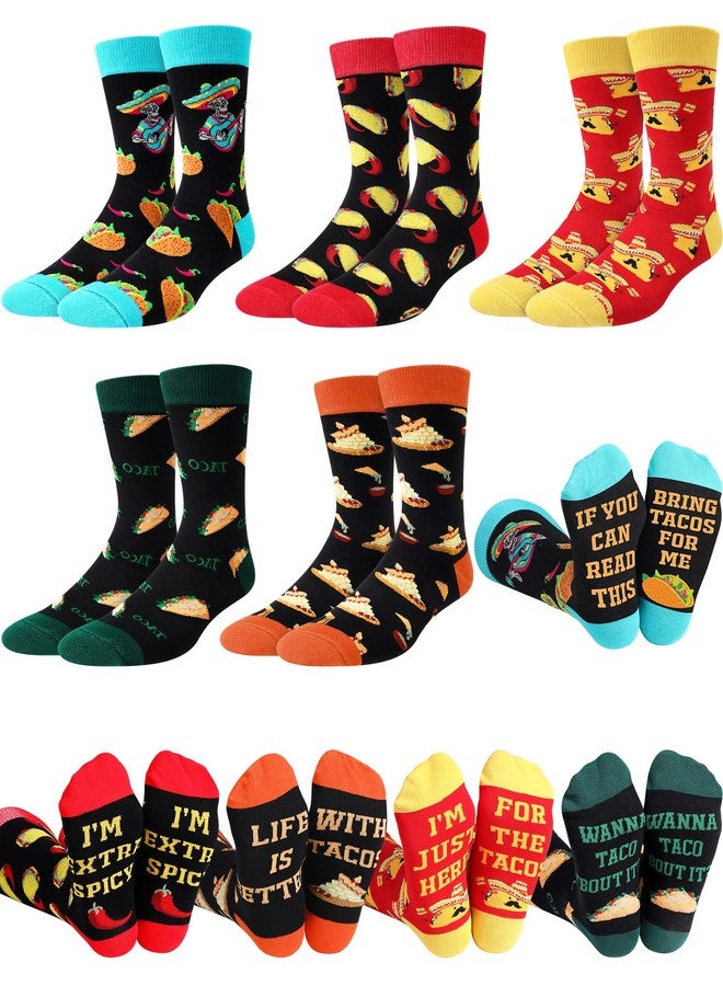 Halfchet 5 Pairs Mexican Taco Socks for Men Women Novelty Cinco De Mayo Taco Socks for Cinco De Mayo Gifts Food Lovers Mexican Fiesta Day Party Favors - Image 1